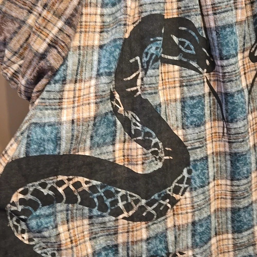 Dressed In LALA Sweet Revenge Smocked Plaid Snake Dress Size Medium - Picture 12 of 12